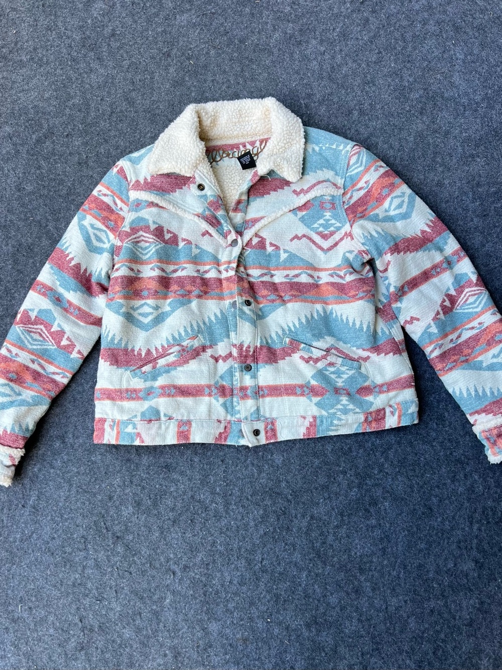 Wrangler Southwestern Aztec Sherpa Jacket Womens XL Snap Western Ranchcore boho